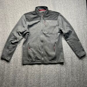 Orvis Full Zip Fleece Jacket Mens Medium Grey Nylon Contrast Yoke 1522009